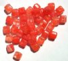 50 7x7mm Crystal & Orange Marble Cube Beads